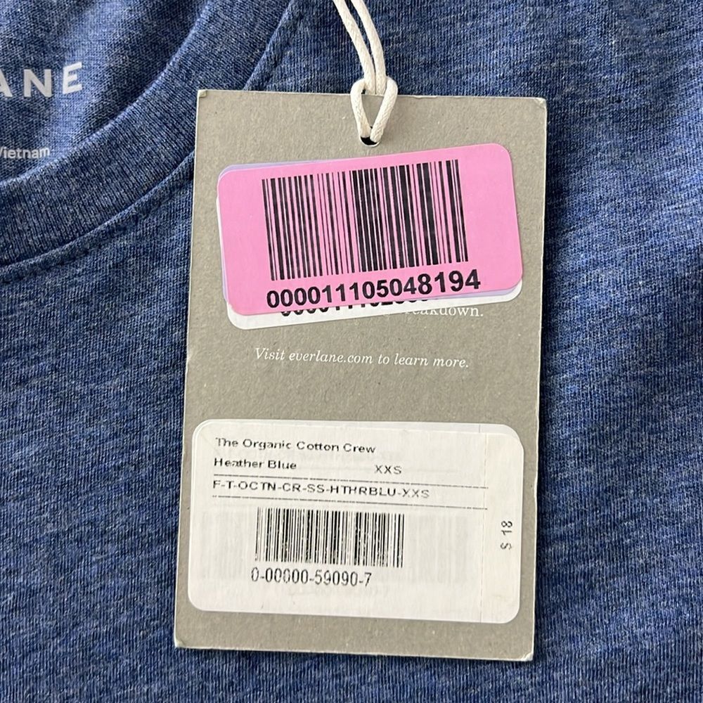 NWT Everlane The Organic Cotton Crew Tee in Heathered Blue Size XXS - Picture 6 of 11